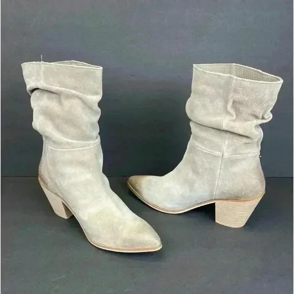 Cleo   Wolf Womens Dani Taupe Leather Pointed Toe Cowgirl Western Boots sz 10 M