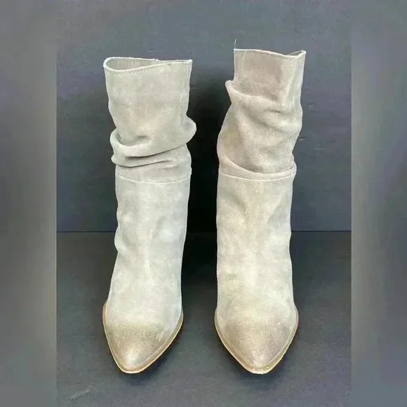 Cleo   Wolf Womens Dani Taupe Leather Pointed Toe Cowgirl Western Boots sz 10 M