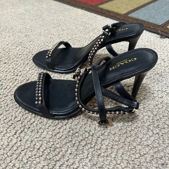 Coach Black Studded Sandals