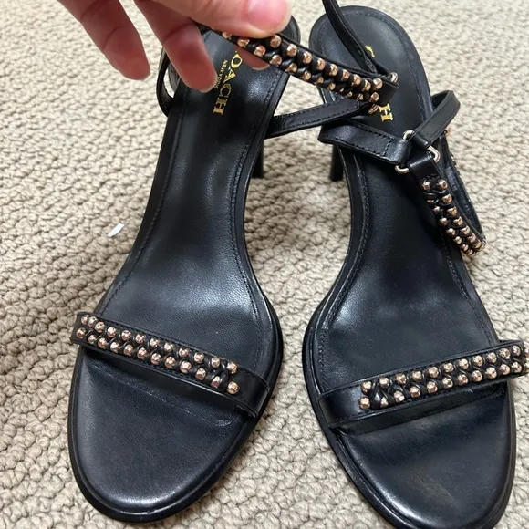 Coach Black Studded Sandals