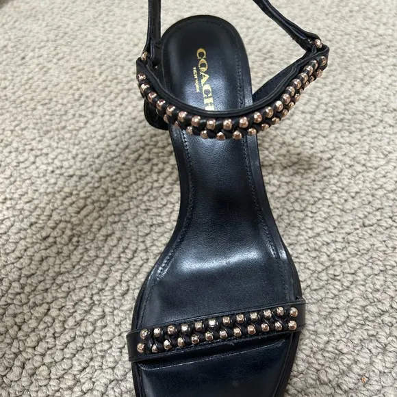 Coach Black Studded Sandals
