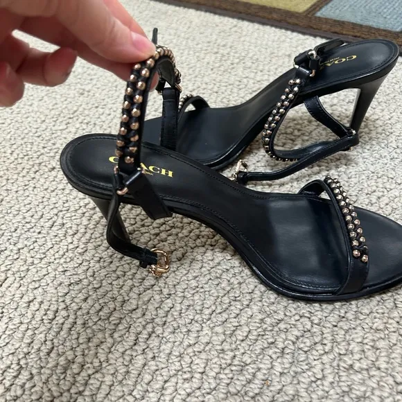 Coach Black Studded Sandals