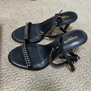 Coach Black Studded Sandals