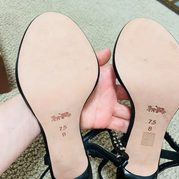 Coach Black Studded Sandals