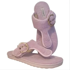 Coach Hollie Pale Pink Shearling Fuzzy Flip Flop Slip-on Sandals Women's 8.5