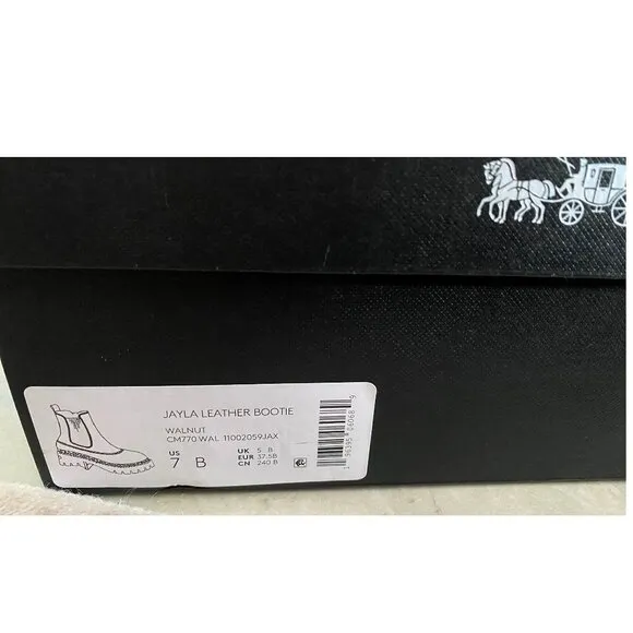 COACH Jayla Leather Ankle Bootie in Walnut Brown NEW IN BOX! 7 Boot Boots