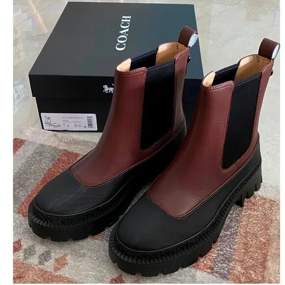 COACH Jayla Leather Ankle Bootie in Walnut Brown NEW IN BOX! 7 Boot Boots