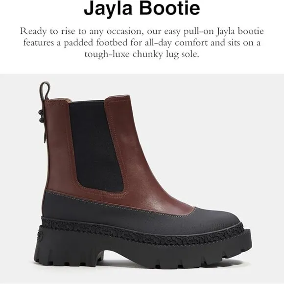 COACH Jayla Leather Ankle Bootie in Walnut Brown NEW IN BOX! 7 Boot Boots