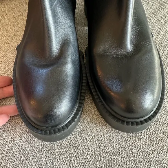 Coach Lacey Leather Lug-Sole Ankle Boots Black Size 8.5