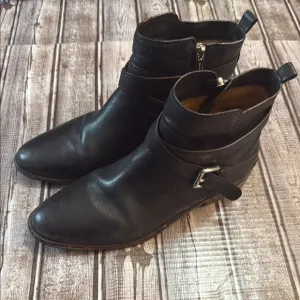 Coach Lannah Leather Black Strapy Ankle Boots/Booties size 8.5