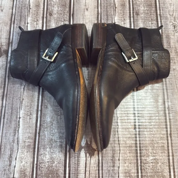 Coach Lannah Leather Black Strapy Ankle Boots/Booties size 8.5
