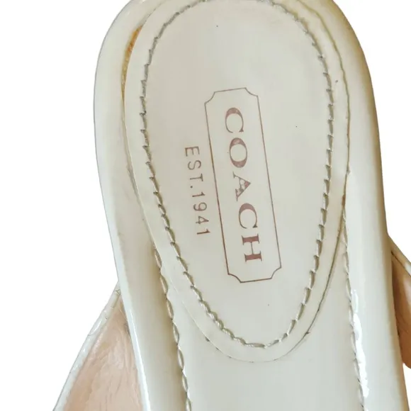 Coach Womens Jorgina White Wedge Cork Sole Flip-Flop Sandals Size 5 1/2 B