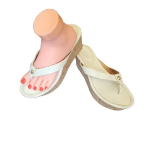 Coach Womens Jorgina White Wedge Cork Sole Flip-Flop Sandals Size 5 1/2 B