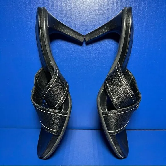 Coach Womens Kerina Black Leather Heeled Sandals 10.5B