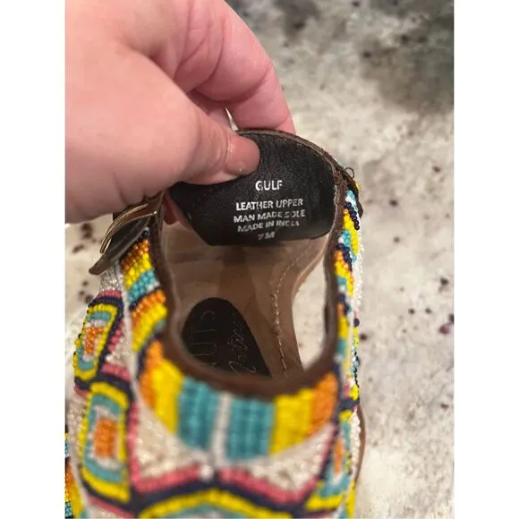 Coconuts by Matisse Gulf Leather &amp; Beaded Thing Sandals sz 7