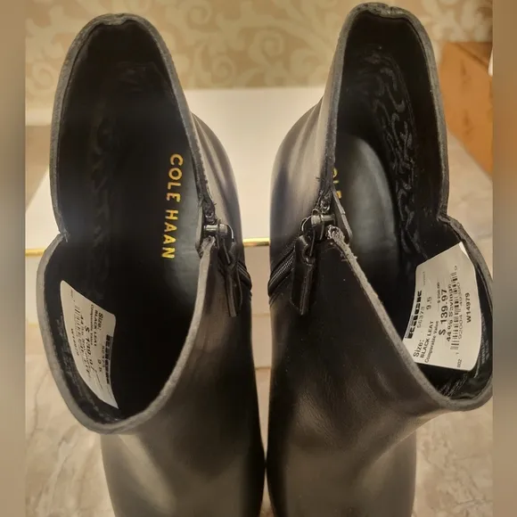Cole Haan Black Ankle Booties with Pointed Toe