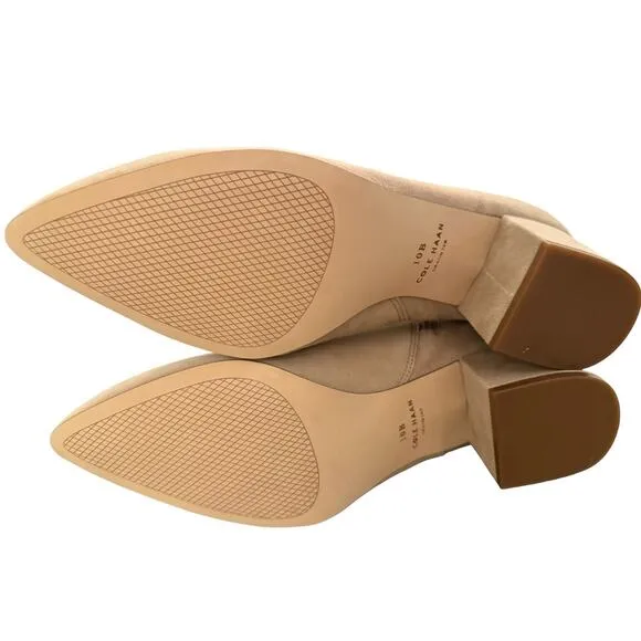 COLE HAAN CAMEL SUEDE BOOTIES BOOTS MINIMAL CLASSIC 10B LUXURY NEW VERSATILE