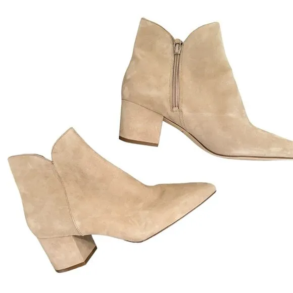 COLE HAAN CAMEL SUEDE BOOTIES BOOTS MINIMAL CLASSIC 10B LUXURY NEW VERSATILE
