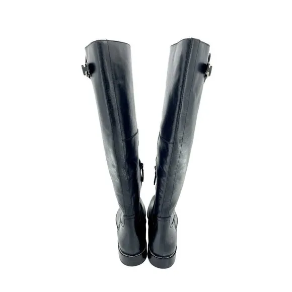Cole Haan Harrington Black Leather Tall Knee High Riding Boots SZ 7.5 New