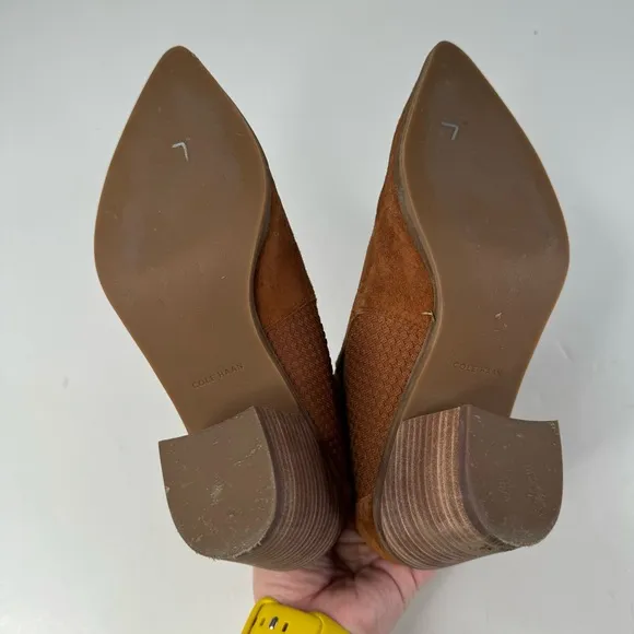 Cole Haan Maggie Brown Ankle Boots with Suede Material and Pointed Toe Design