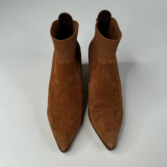 Cole Haan Maggie Brown Ankle Boots with Suede Material and Pointed Toe Design