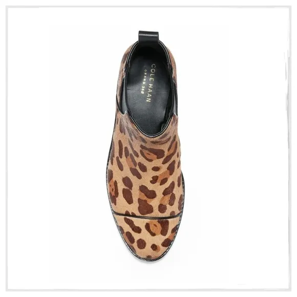 COLE Haan Mara Leopard Calf Hair Chelsea Boots 7.5