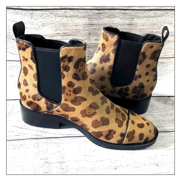 COLE Haan Mara Leopard Calf Hair Chelsea Boots 7.5