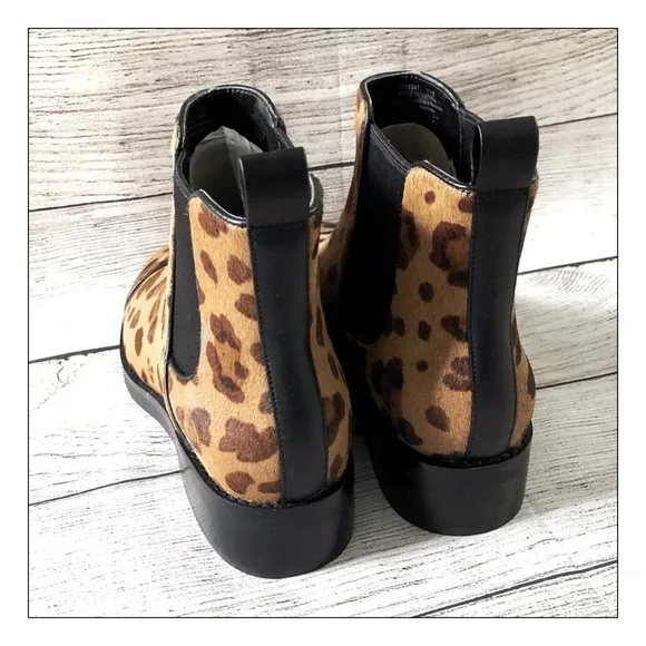 COLE Haan Mara Leopard Calf Hair Chelsea Boots 7.5