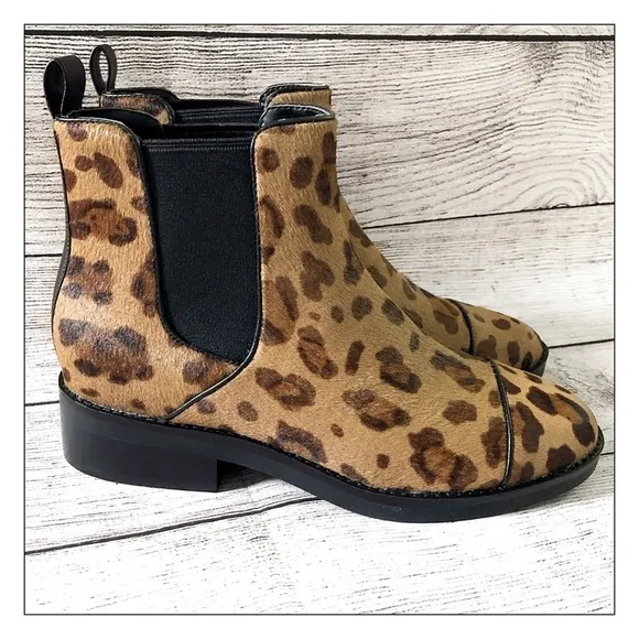 COLE Haan Mara Leopard Calf Hair Chelsea Boots 7.5