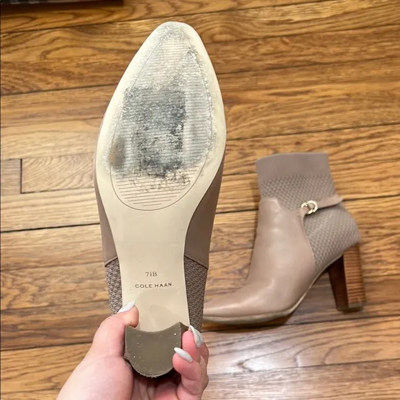 Cole Haan Tan Ankle Boots with Chunky Heel