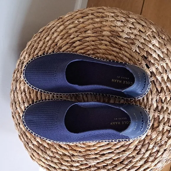Cole Haan Womens Grand OS Navy Stretch Knit Espadrille Loafers Padded S-9.5
