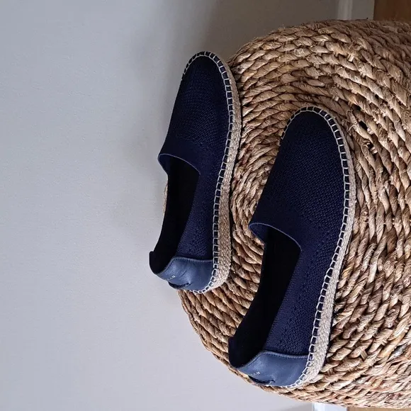 Cole Haan Womens Grand OS Navy Stretch Knit Espadrille Loafers Padded S-9.5