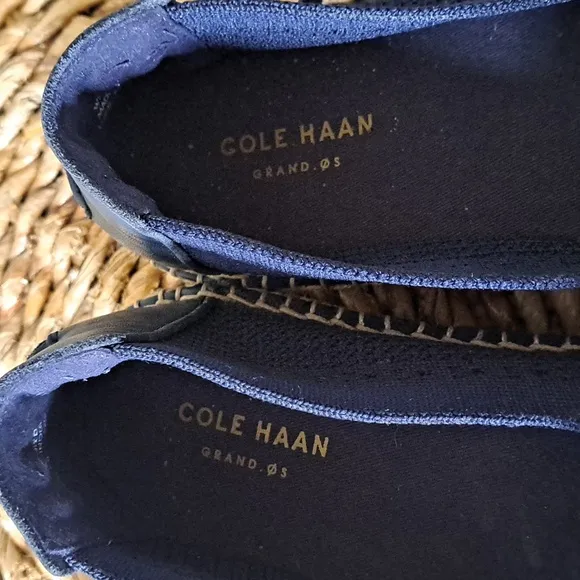 Cole Haan Womens Grand OS Navy Stretch Knit Espadrille Loafers Padded S-9.5
