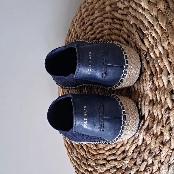 Cole Haan Womens Grand OS Navy Stretch Knit Espadrille Loafers Padded S-9.5