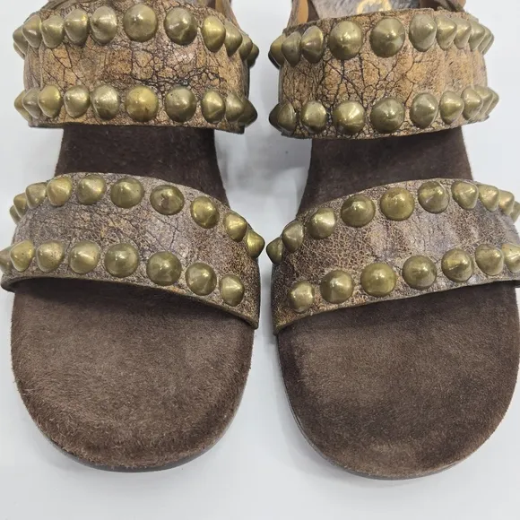 Collen Cordero Studded Sandles Leather Wood Wedge