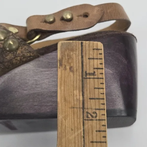 Collen Cordero Studded Sandles Leather Wood Wedge