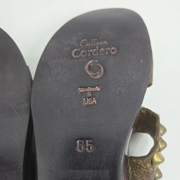 Collen Cordero Studded Sandles Leather Wood Wedge