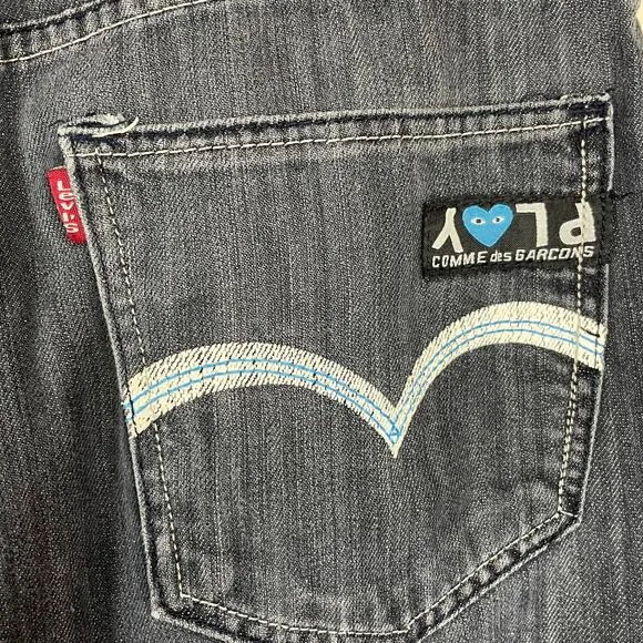 Comme Des Garcons Play Levi's Jeans Speedo Opening Size 30 Black Denim Painted
