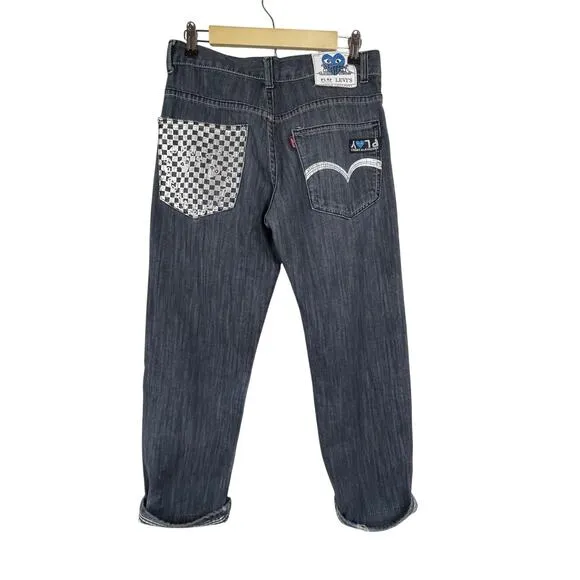 Comme Des Garcons Play Levi's Jeans Speedo Opening Size 30 Black Denim Painted