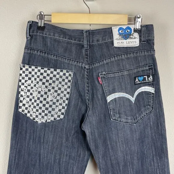 Comme Des Garcons Play Levi's Jeans Speedo Opening Size 30 Black Denim Painted