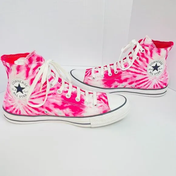 Converse Chuck Taylor Hi Top Pink Tie Dye Canvas Sneaker Womens Sz 11 Barbiecore