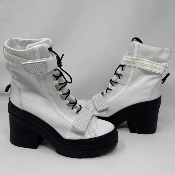 Converse CTAS Hi GR82 Heeled White Boots Women's 8 Chunky Platform Grunge Y2K