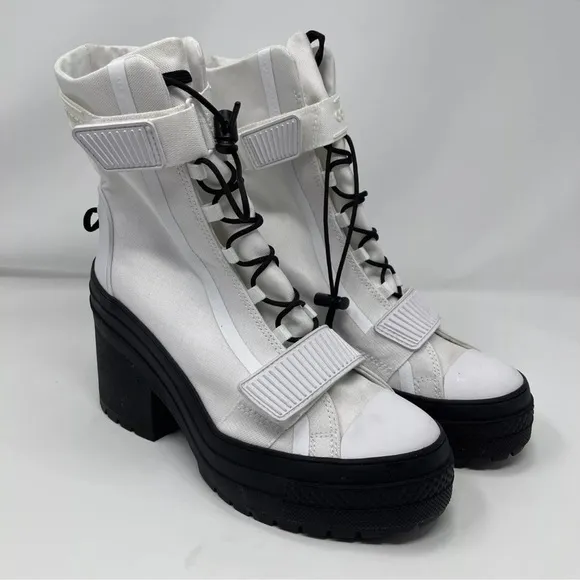 Converse CTAS Hi GR82 Heeled White Boots Women's 8 Chunky Platform Grunge Y2K