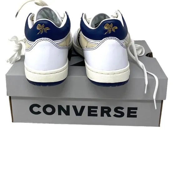 Converse Fastbreak Pro Women Sneakers Leather Mid Top Egret Navy Canvas A01703C