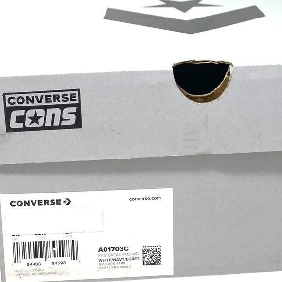 Converse Fastbreak Pro Women Sneakers Leather Mid Top Egret Navy Canvas A01703C
