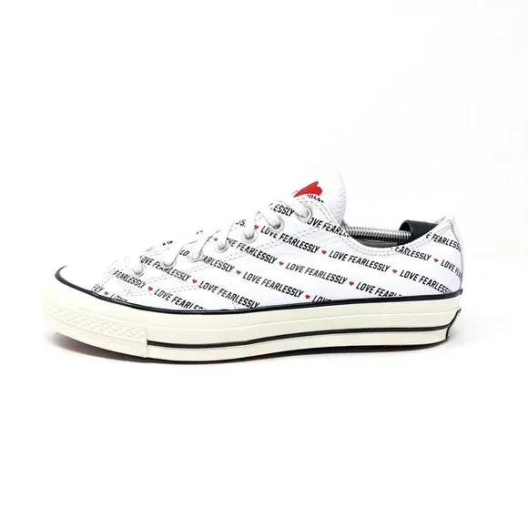 Converse Sneakers Mens 10 Love Fearlessly Low Top Lace Up Black White Skater