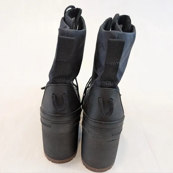 CONVERSE Women's Black Canvas Chunky Platform Lace-up Heeled Boots