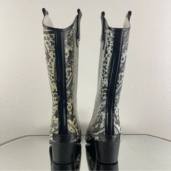 CORKYS Y2K Creme Floral Paisley Western Pointed Toe Heeled Rubber Cowboy Boots