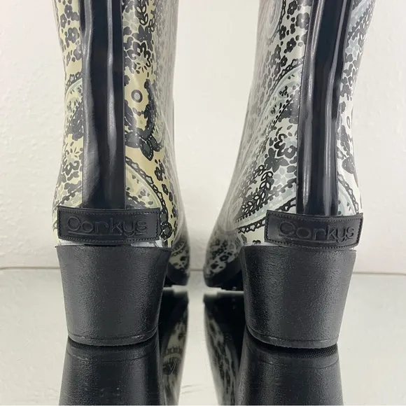 CORKYS Y2K Creme Floral Paisley Western Pointed Toe Heeled Rubber Cowboy Boots