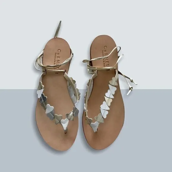 CoRNETTI Heart Lace Up Sandals NWOT